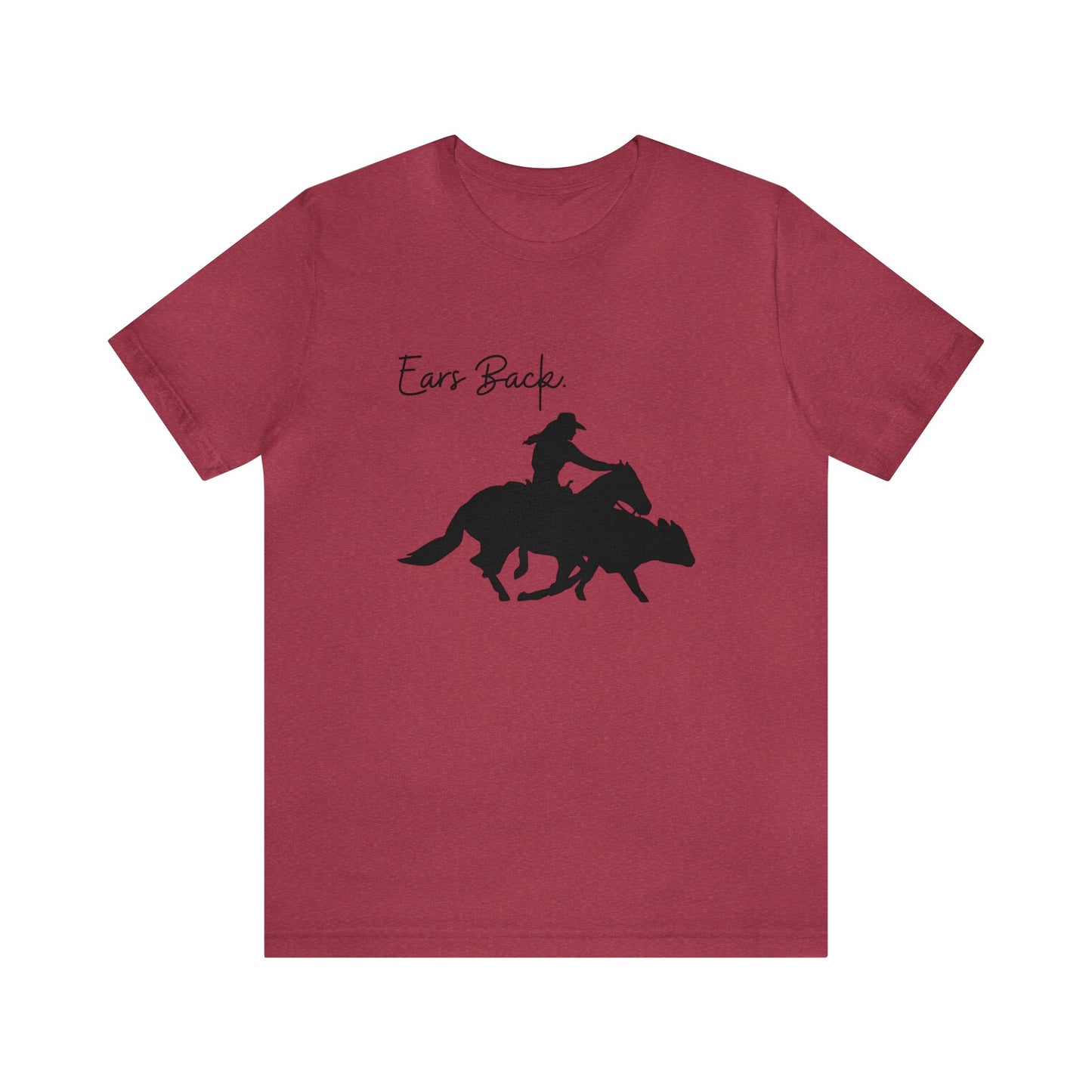 Ears Back, Woman and Cowhorse, Unisex Jersey Short Sleeve Tee