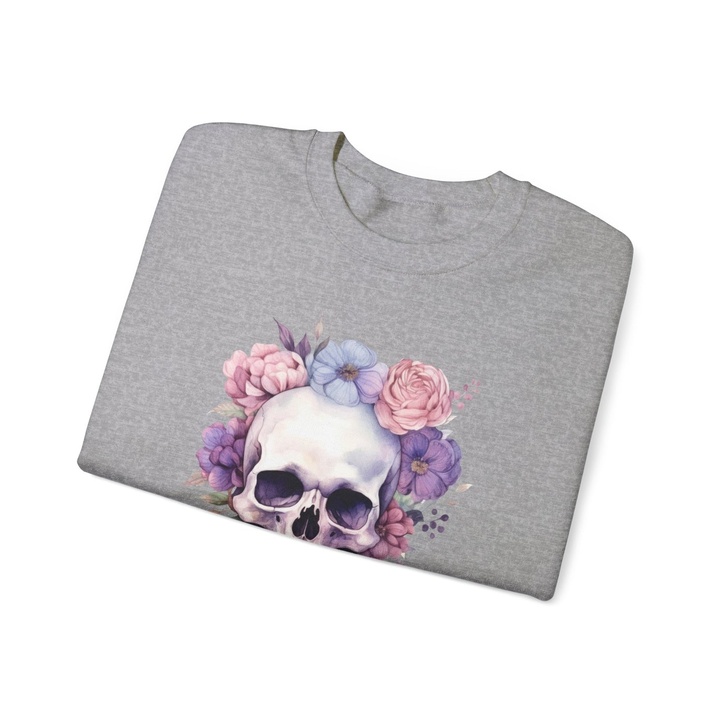 Waiting on a Farmer, Floral Skull Unisex Heavy Blend™ Crewneck Sweatshirt