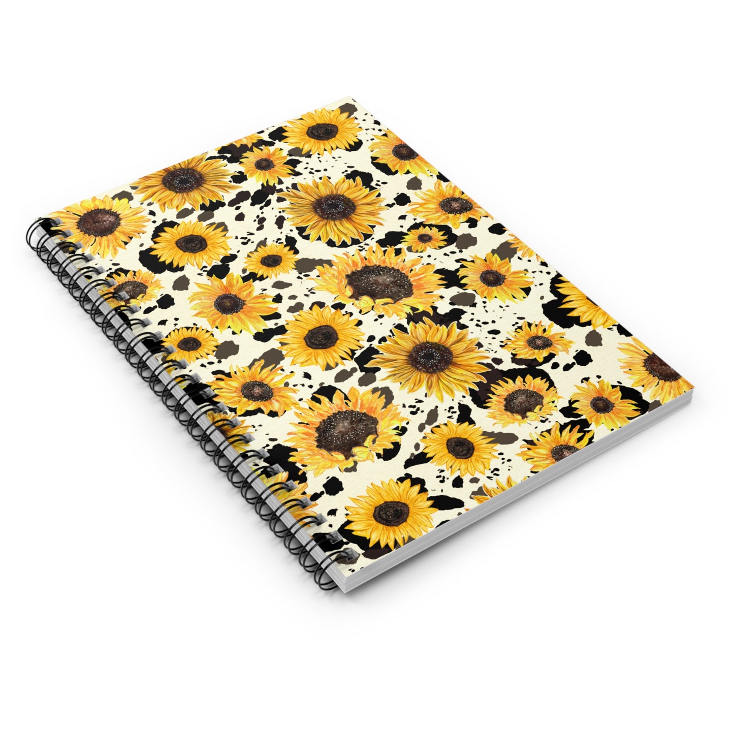 Cow Hide Sunflower Spiral Notebook - Ruled Line