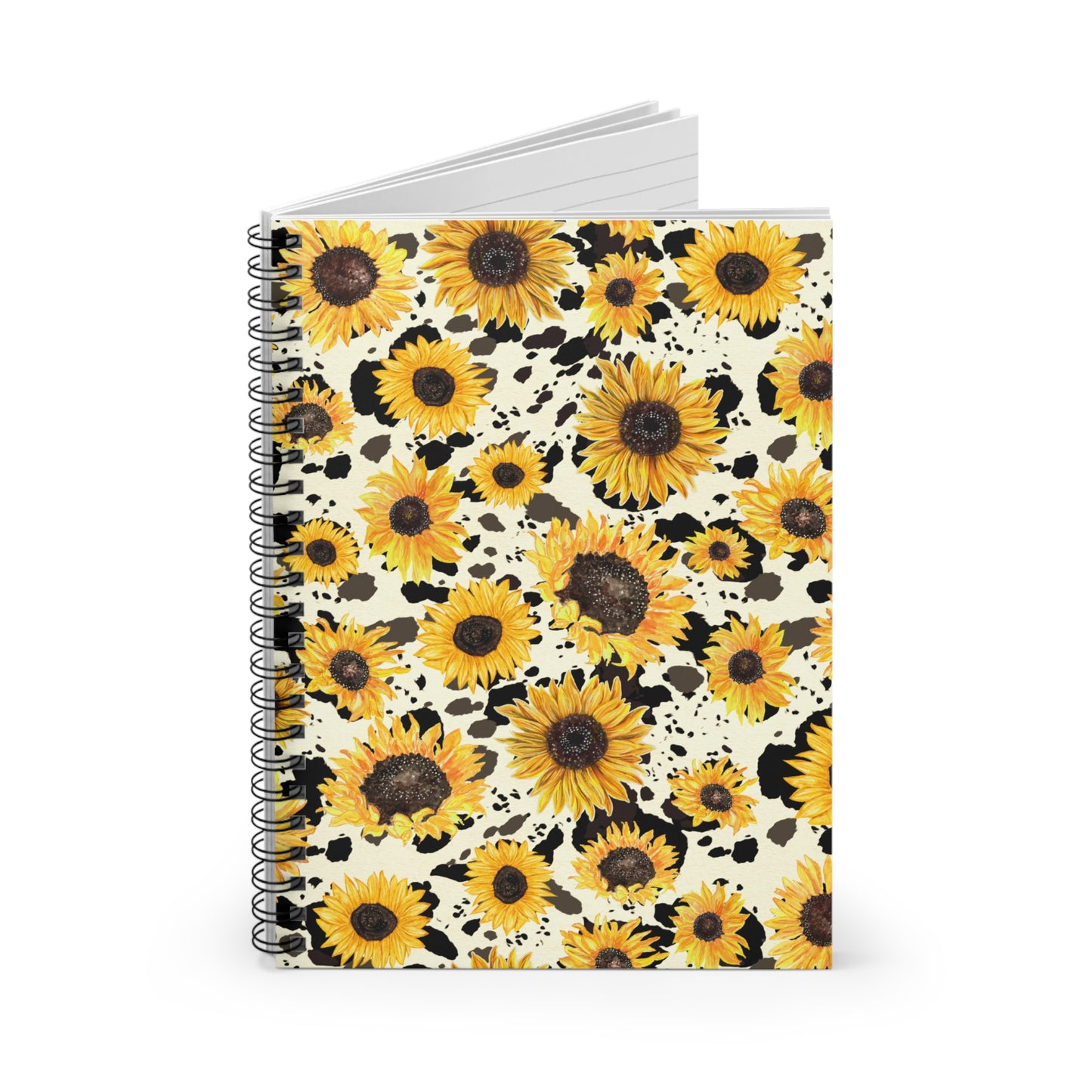 Cow Hide Sunflower Spiral Notebook - Ruled Line