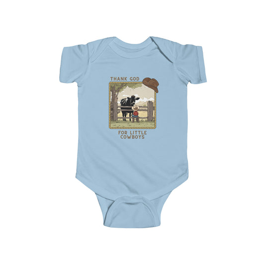 Thank God For Little Cowboys Infant Fine Jersey Bodysuit