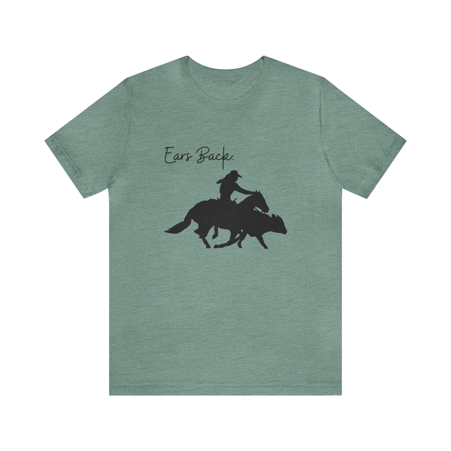 Ears Back, Woman and Cowhorse, Unisex Jersey Short Sleeve Tee