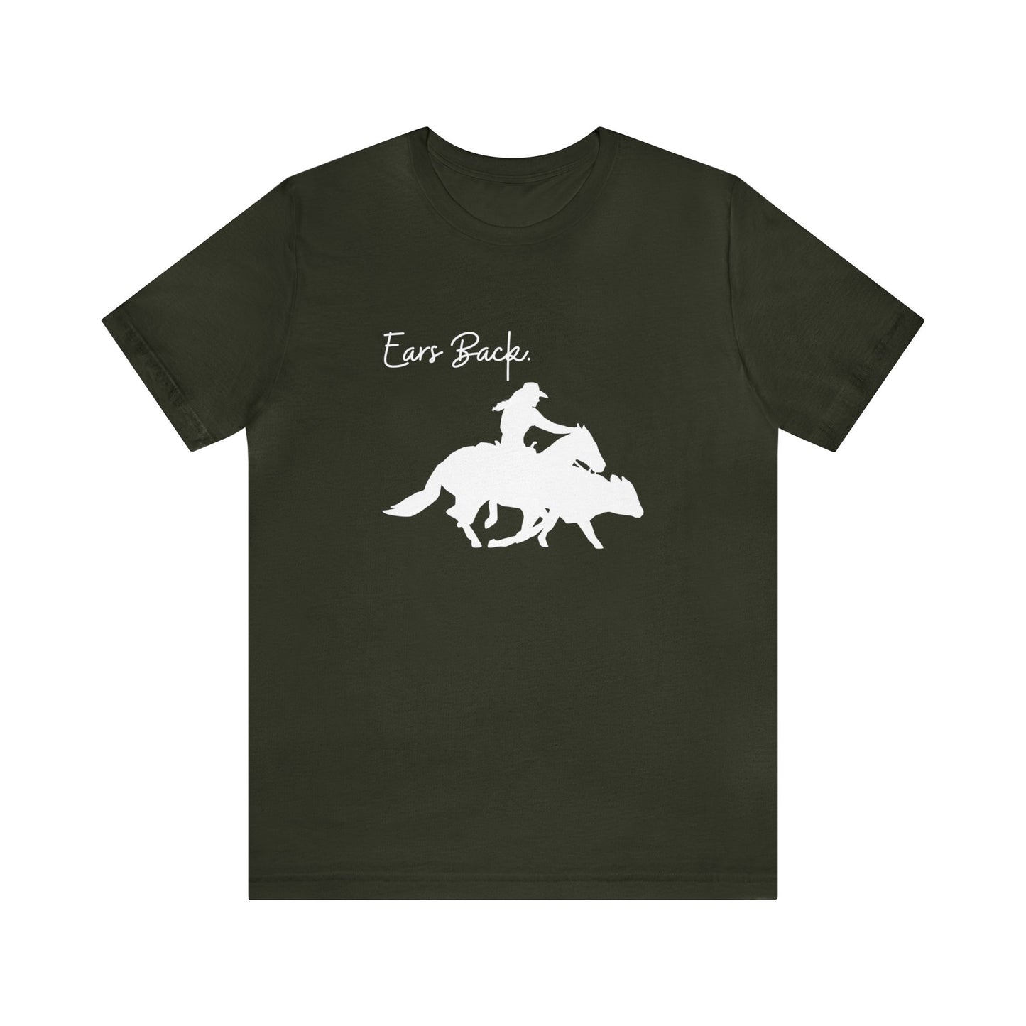 Ears Back, Woman and Cowhorse, Unisex Jersey Short Sleeve Tee