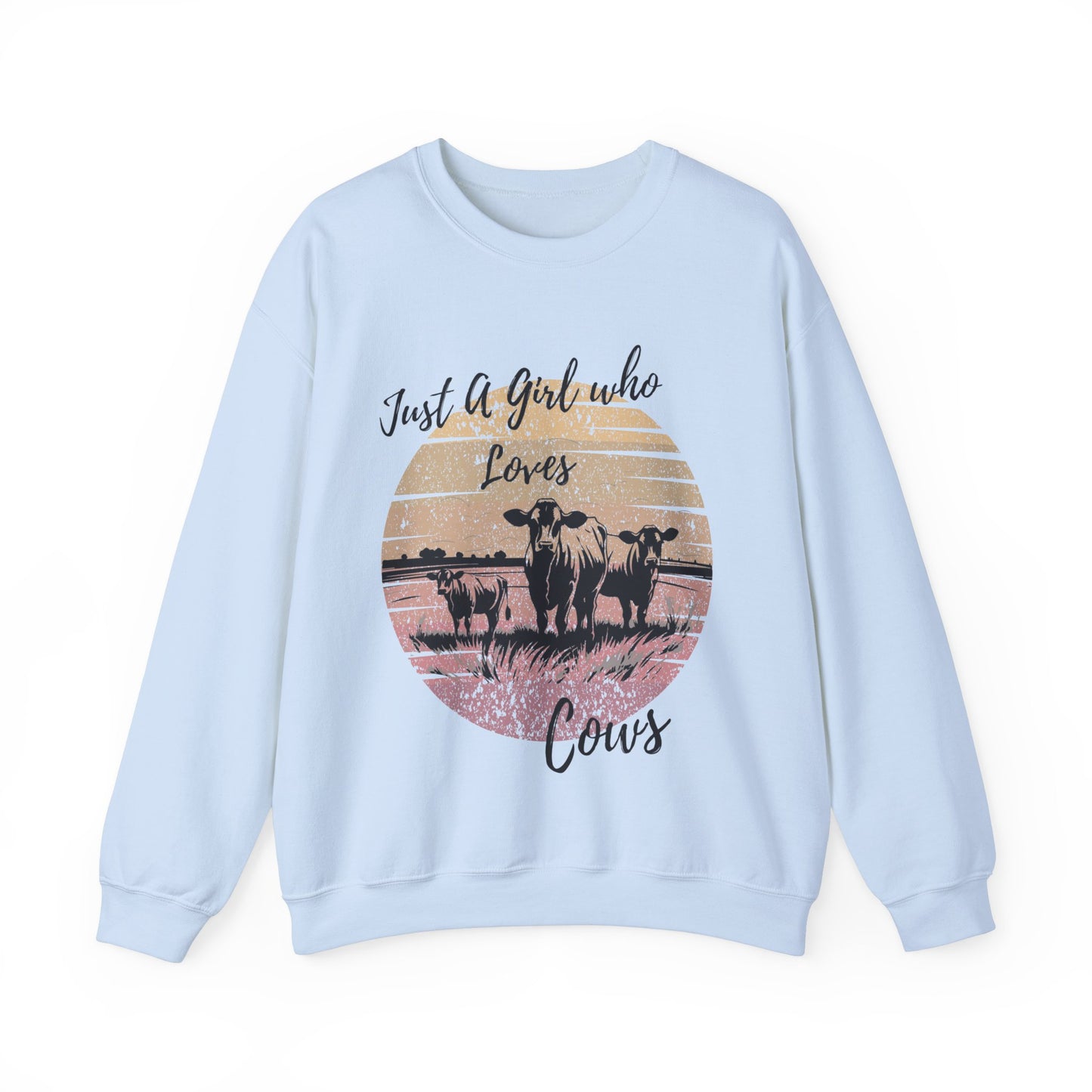 Girl Who Loves Cows Unisex Heavy Blend™ Crewneck Sweatshirt