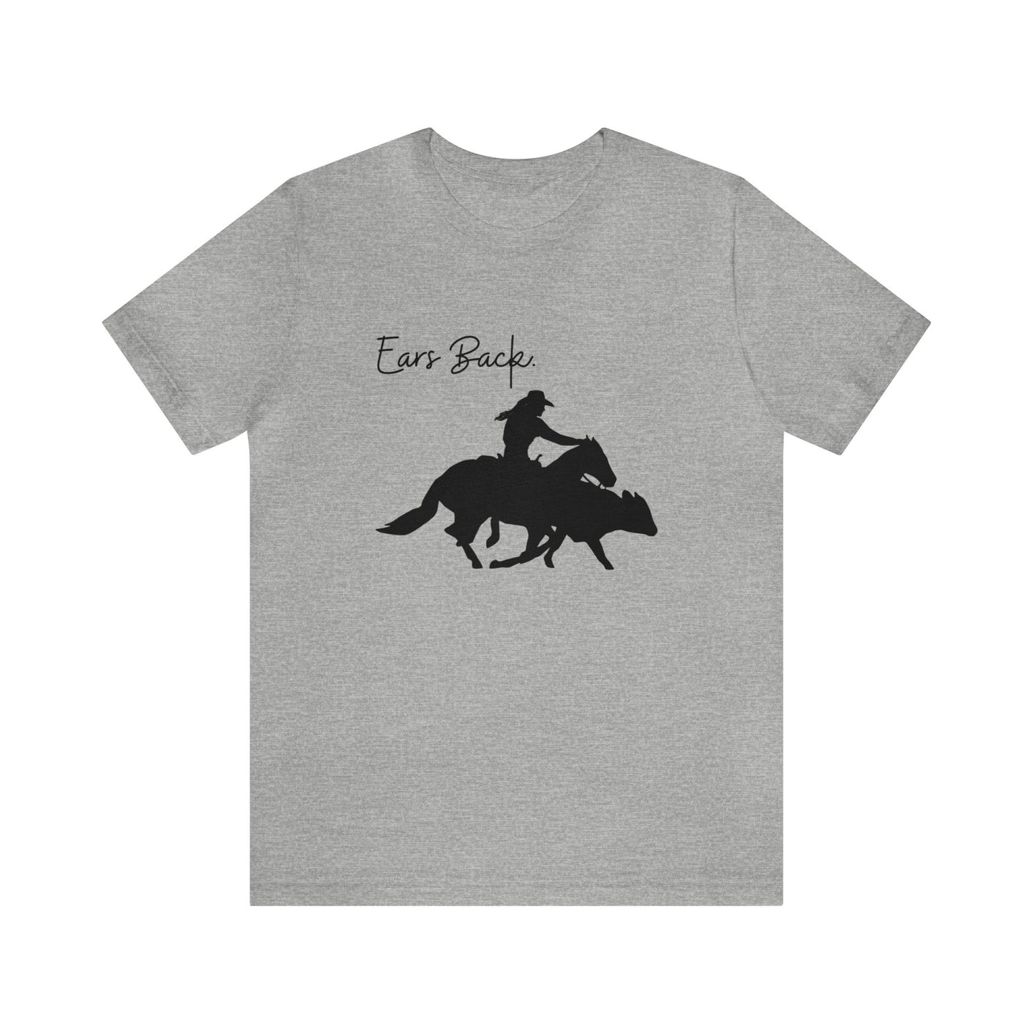 Ears Back, Woman and Cowhorse, Unisex Jersey Short Sleeve Tee