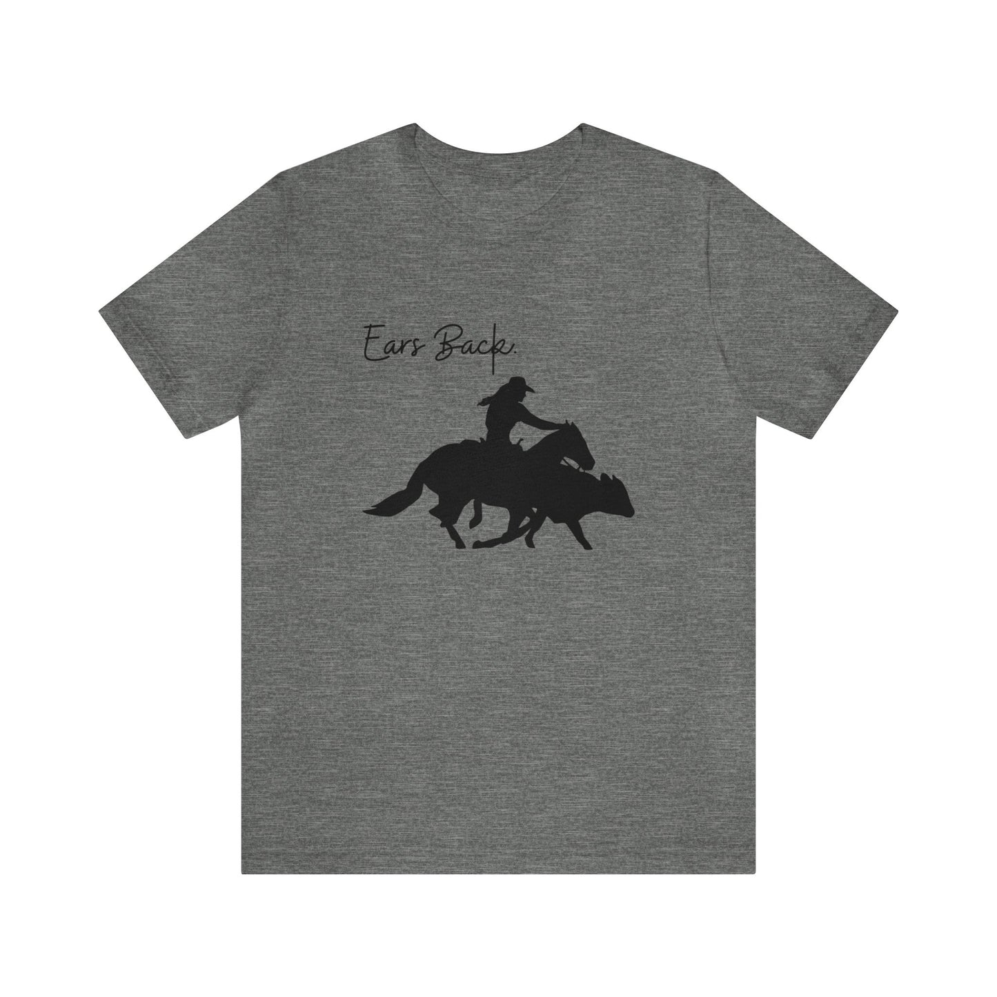 Ears Back, Woman and Cowhorse, Unisex Jersey Short Sleeve Tee