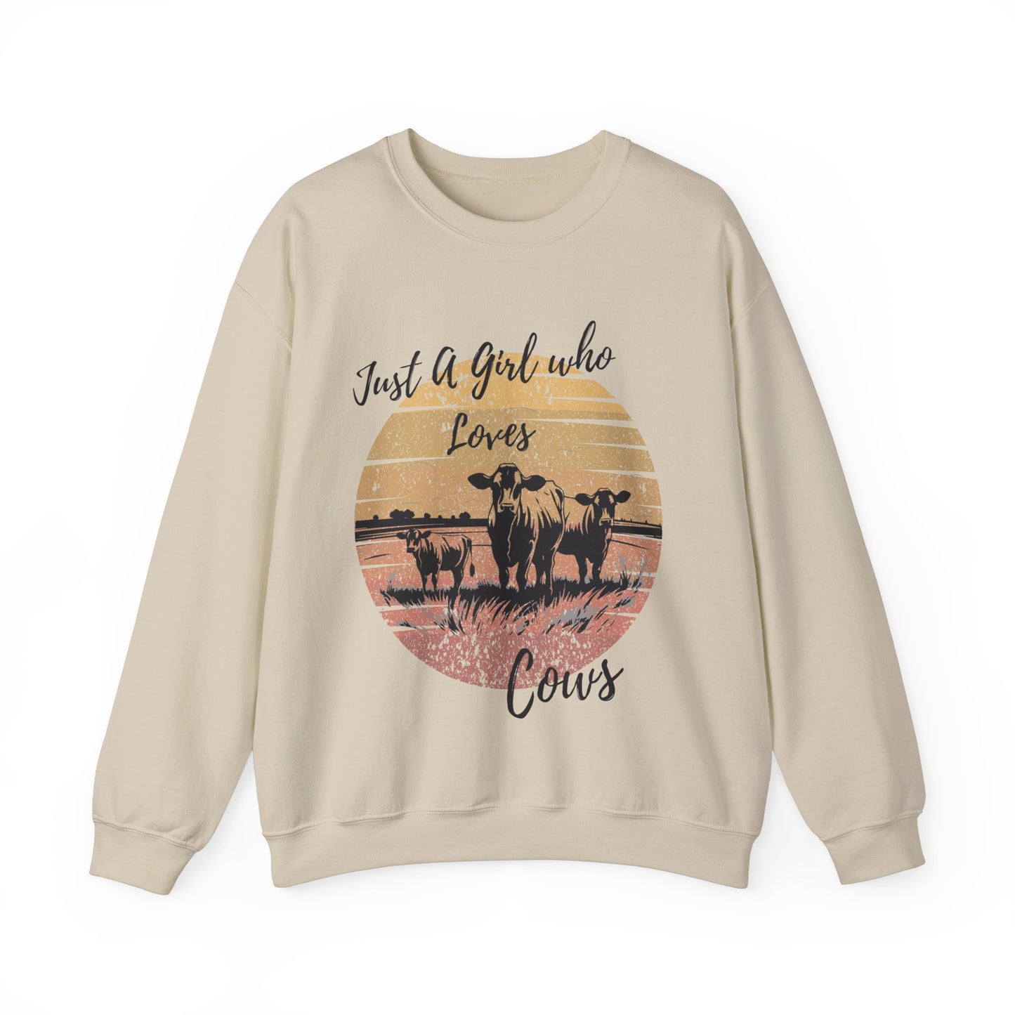 Girl Who Loves Cows Unisex Heavy Blend™ Crewneck Sweatshirt