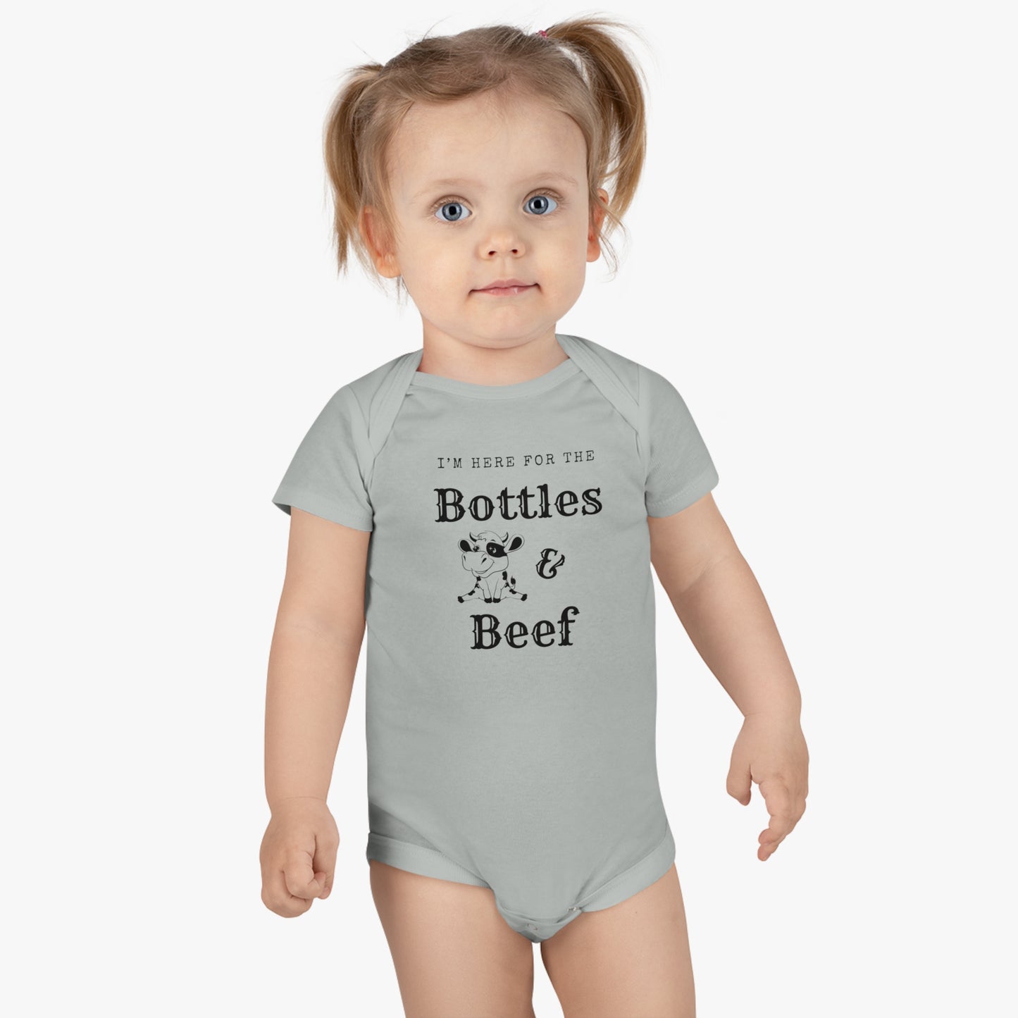 Bottles and Beef Baby Short Sleeve Onesie®