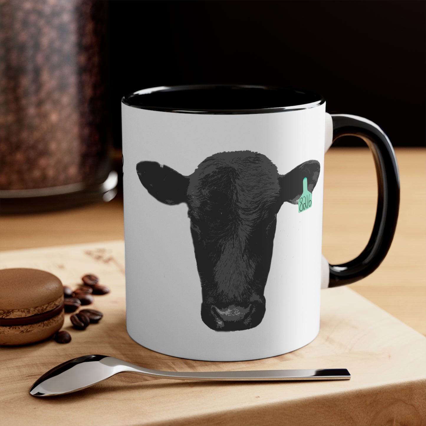 Black Angus Cow Accent Coffee Mug, 11oz