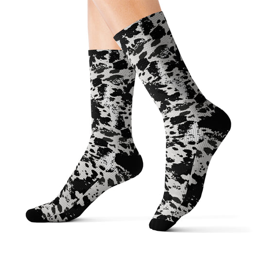 Cow Print Longhorn Sublimation Socks