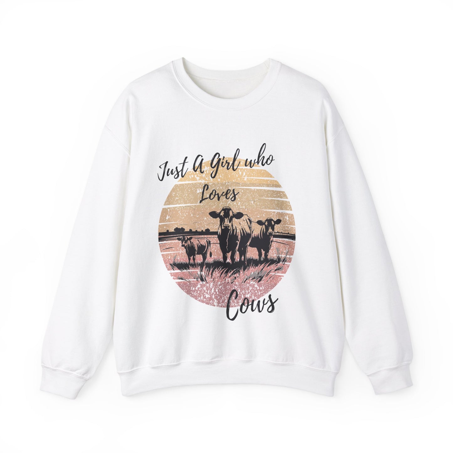 Girl Who Loves Cows Unisex Heavy Blend™ Crewneck Sweatshirt