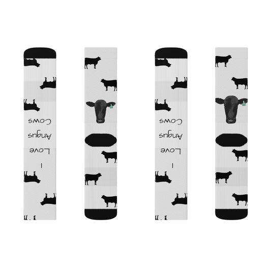 I Love Angus Cows Sublimation Socks