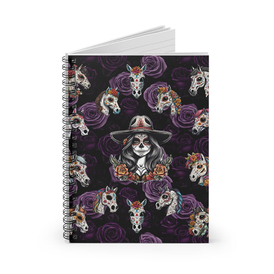 Sugar Skull Cowgirl Spiral Notebook - Ruled Line