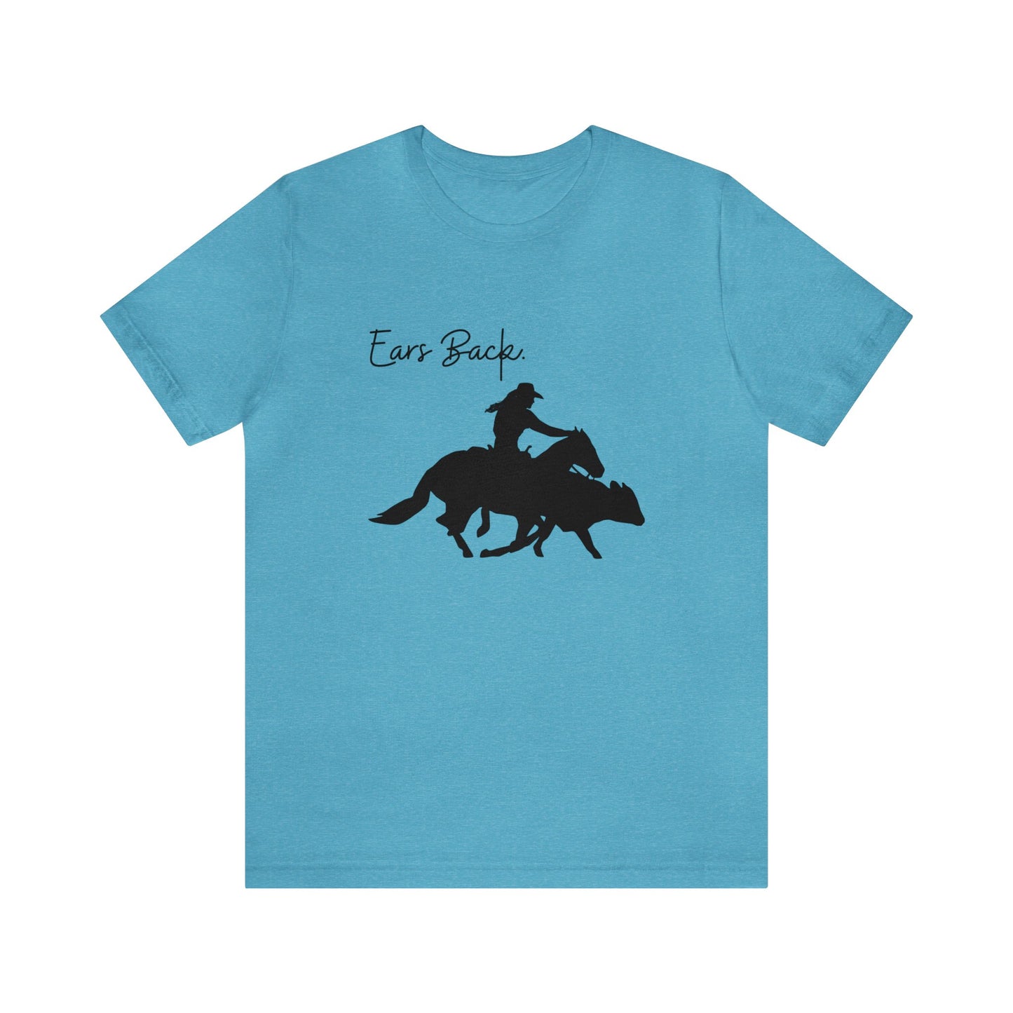 Ears Back, Woman and Cowhorse, Unisex Jersey Short Sleeve Tee