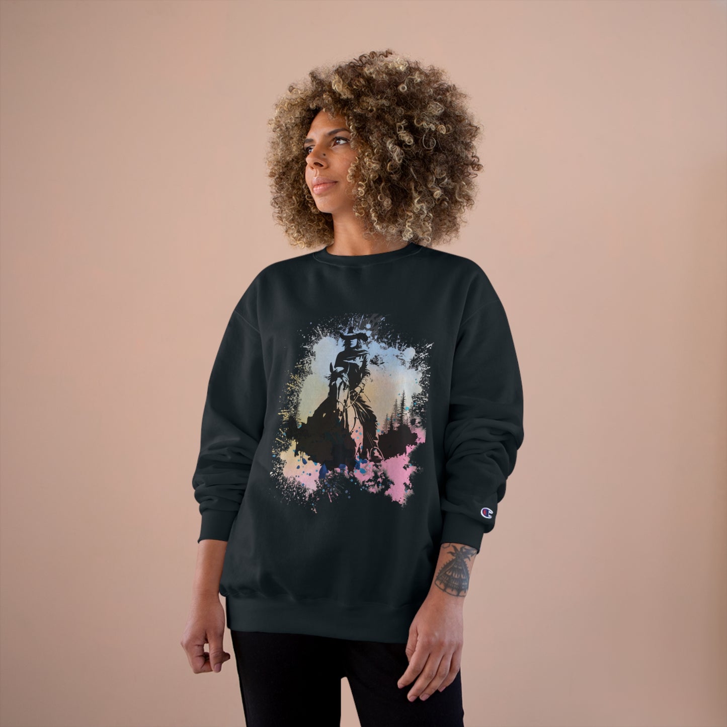 Watercolor Horse and Rider Champion Sweatshirt