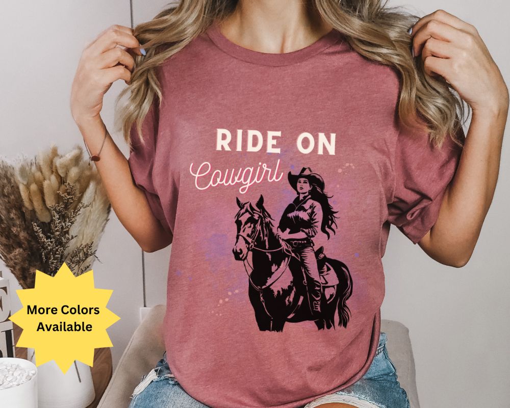 Ride On Cowgirl, Cowgirl and Horse Unisex Jersey Short Sleeve Tee