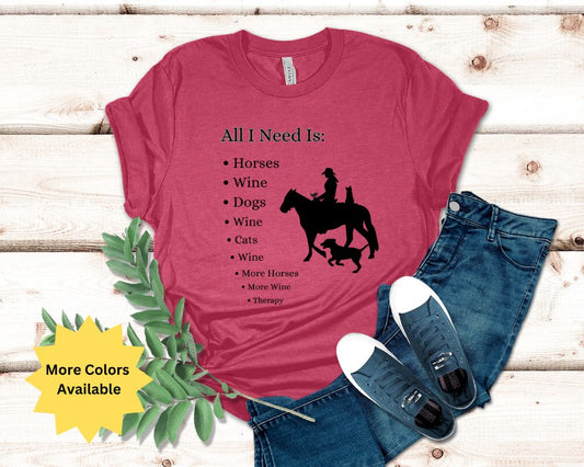 Horse and Wine Cowgirl Unisex Jersey Short Sleeve Tee