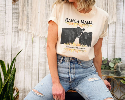 Ranch Mama Tee, Gathering Kids and Cattle Unisex Jersey Short Sleeve Tee