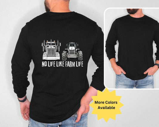 No Life Like Farm Life, Semi and Tractor, Unisex Jersey Long Sleeve Tee